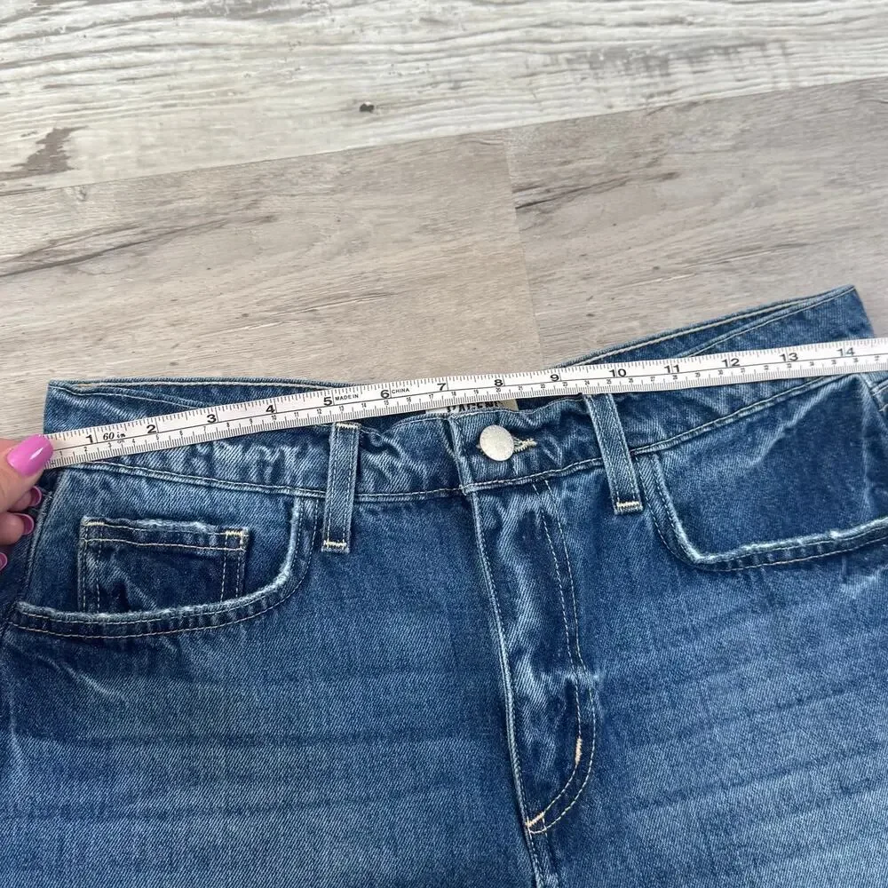 L’Agence Distressed Denim Cutoff Shorts Blue Y2K Mini Summer Casual Medium